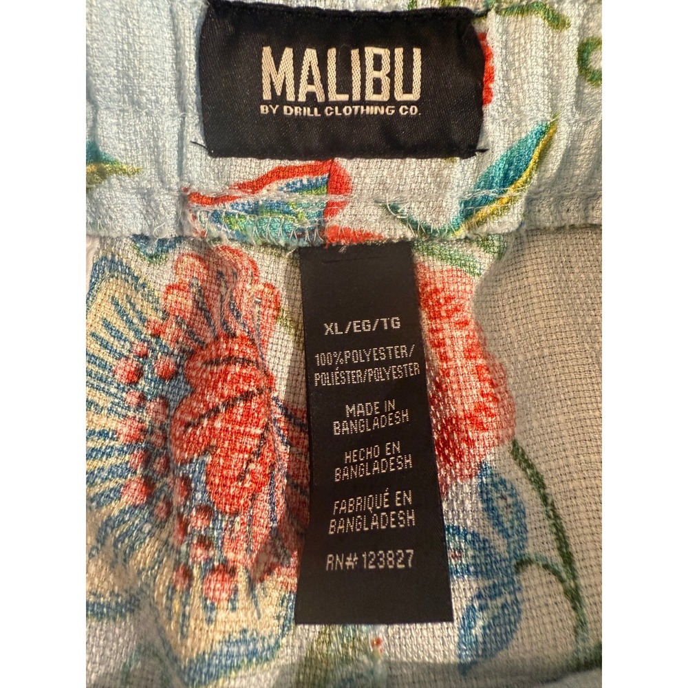 Malibu by Drill Clothing Co Mens XL Floral Camp Shirt and Shorts 2 Piece Blue - Picture 5 of 14